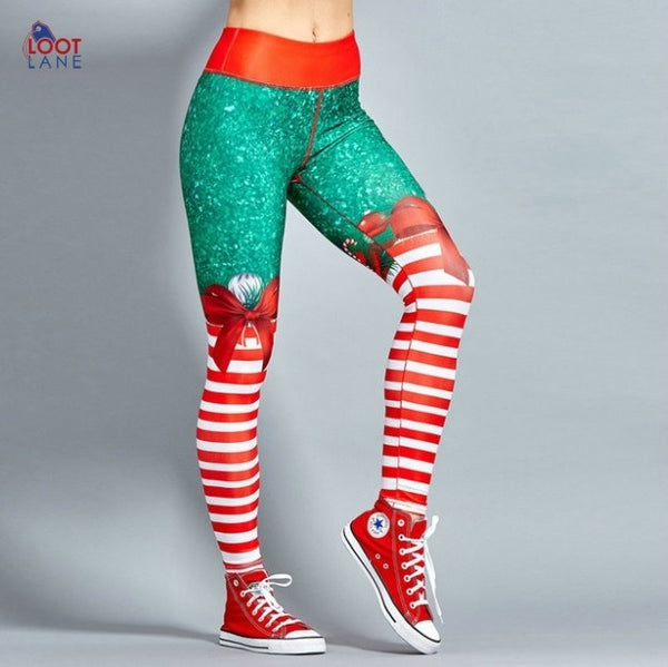 Yoga Leggings - Sketched Olaf Christmas - Rainbow Rules